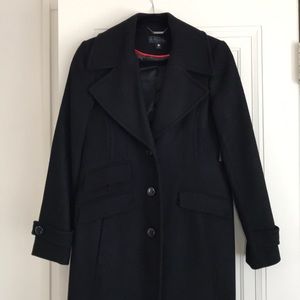 Full length black wool coat